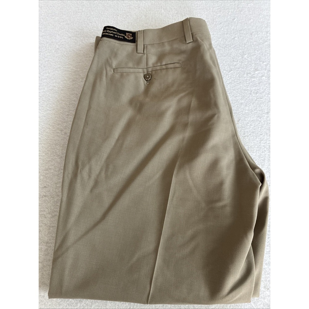 Louis Raphael Luxe Pants Mens 38x30 Tan 100%‎ Merino Wool Trousers Business